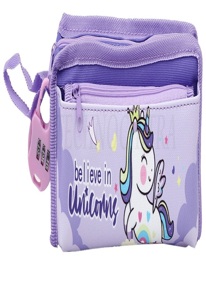 SHREE TECHNESH® Amazing Lock Password Unicorn Printed Pencil Pouch with Unicorn Pen for Girls - Image 2